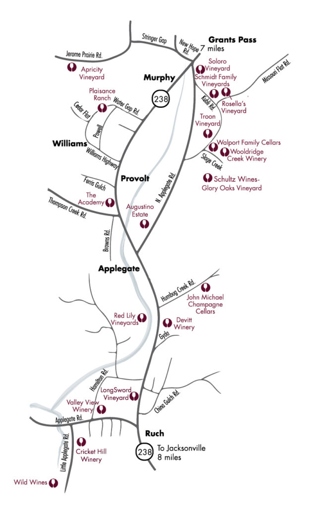 Map – The Applegate Wine Trail | 19 Wineries in Southern Oregon